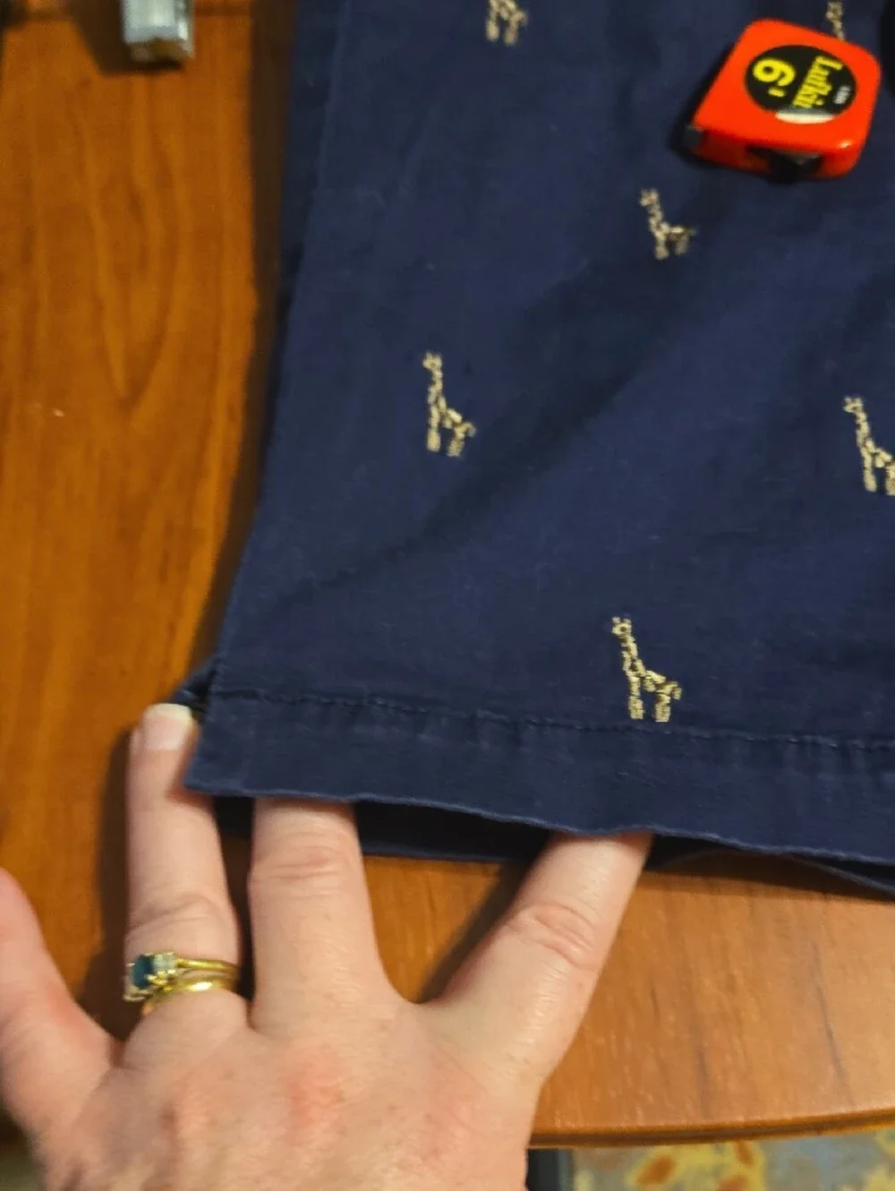 Coldwater Creek Navy and Tan Giraffe Embroidered Cropped Pants - Picture 7 of 8